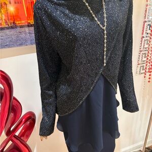 St. John metallic navy blue embellished evening set 12 L novelty